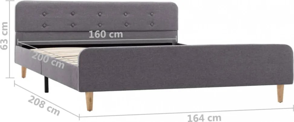 vidaXL világosszürke szövetkárpitozású ágykeret 160x200 cm