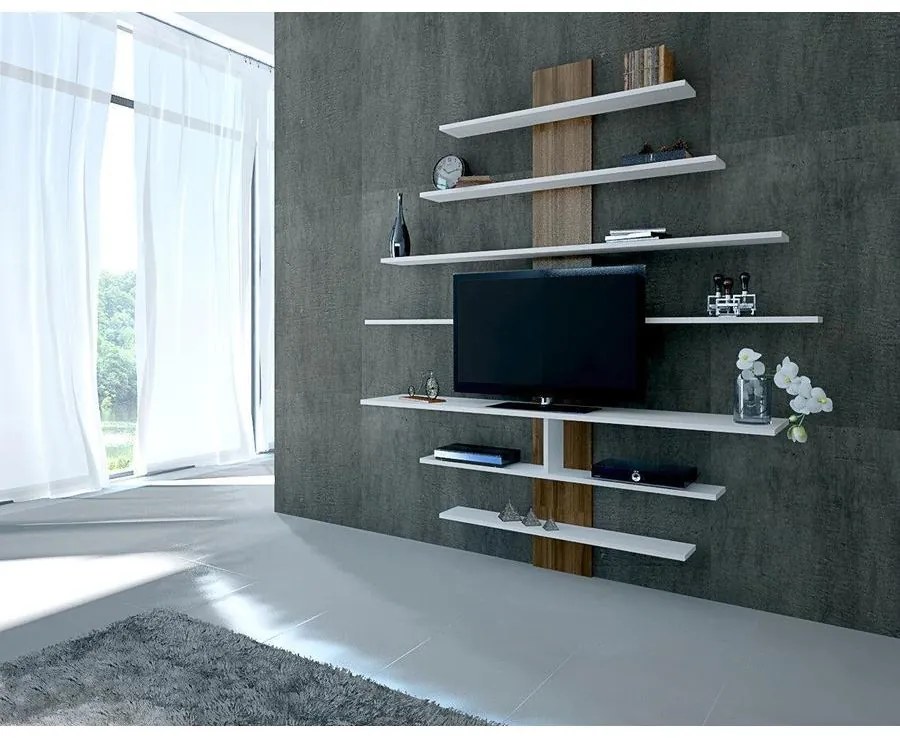 TV szekrény Zebra - White, Walnut