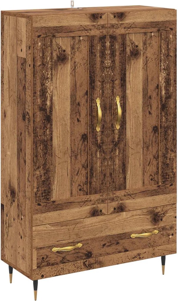 vidaXL Magasfiú fiókkal Öreg fa 69,5 x 31 x 115 cm Faanyag
