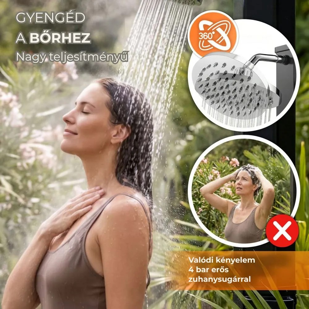 HAVANA szolár zuhany fedéllel, 60 l, fekete Casaria