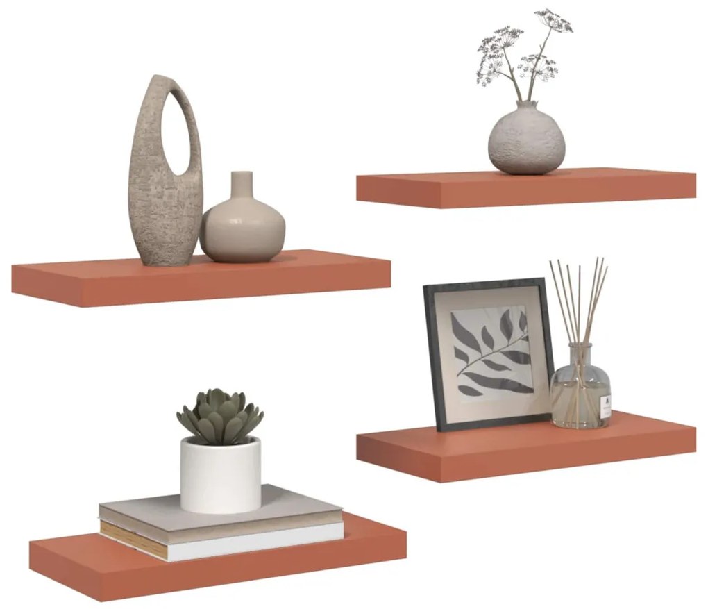 Falpolc Falra szerelhető 4 pcs Piros 50 x 23 x 4 cm Faanyag