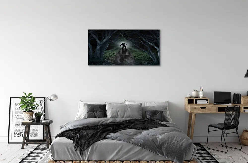 Canvas képek Sötét erdő fa forma 125x50 cm