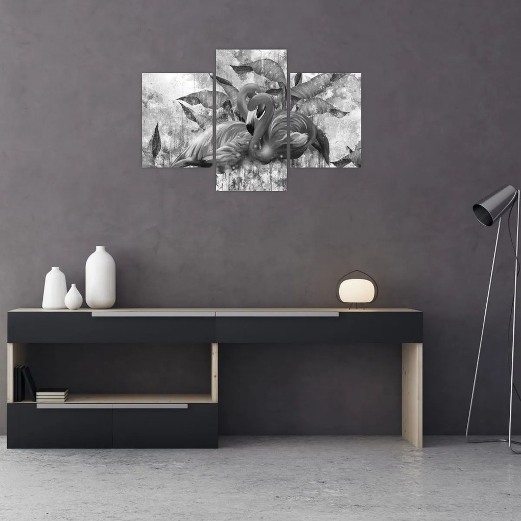 Kép - Flamingók graffiti (90x60 cm)