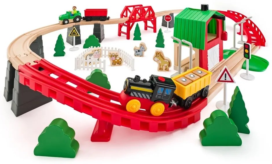 Woody Vláčkodráha - Farm, 60 darabos