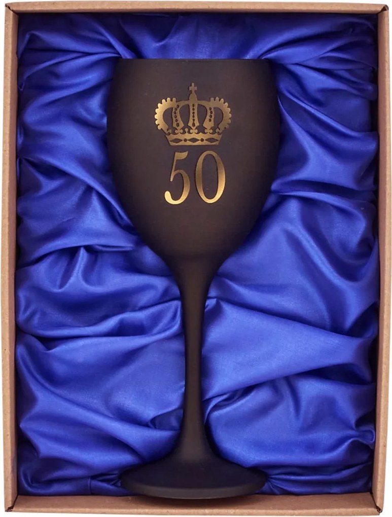 Fekete Pohár arany gravírozással, Ajándék 50. születésnapra Női Férfi