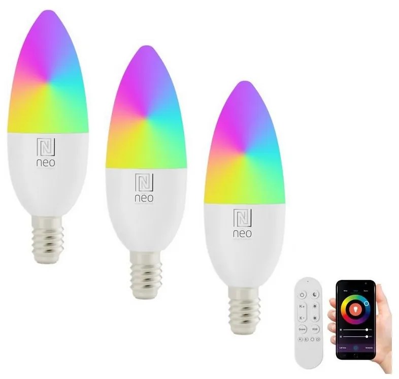 Immax Neo Immax NEO 07716CDO -KÉSZLET 3xLED RGB Dimmelhető izzó E14/6W/230V Wi-Fi Tuya + távirányító IM1249