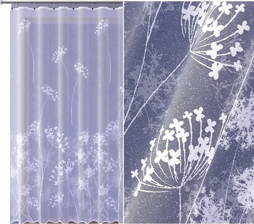 Pitypang jacquard függöny, fehér 500x250cm méret (szegélyekkel)