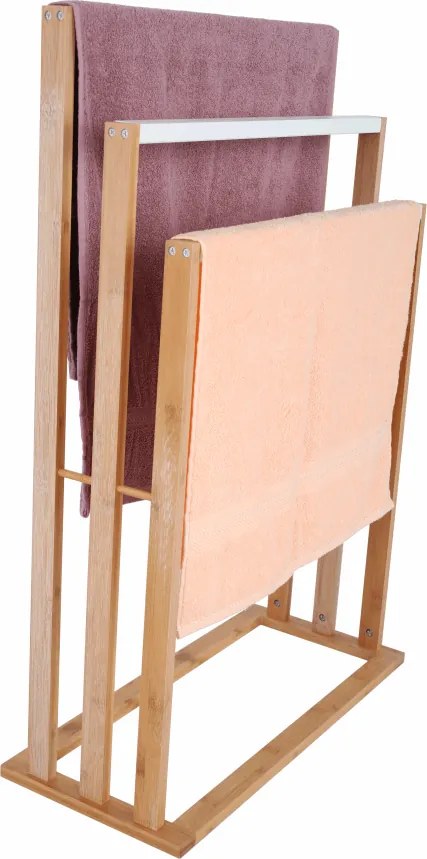 Törülközőtartó, bambusz/fehér, KOMO NEW