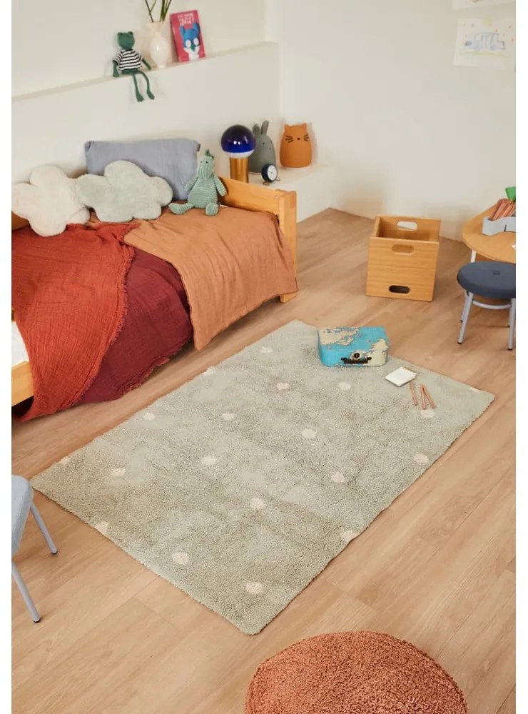 Mentazöld mosható kézi szövésű pamut gyerek szőnyeg 100x150 cm Mini Dot Blue Sage – Lorena Canals