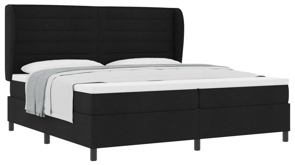 Boxspring Ágy Matrac Közepes Fekete 200x200 cm Szövet