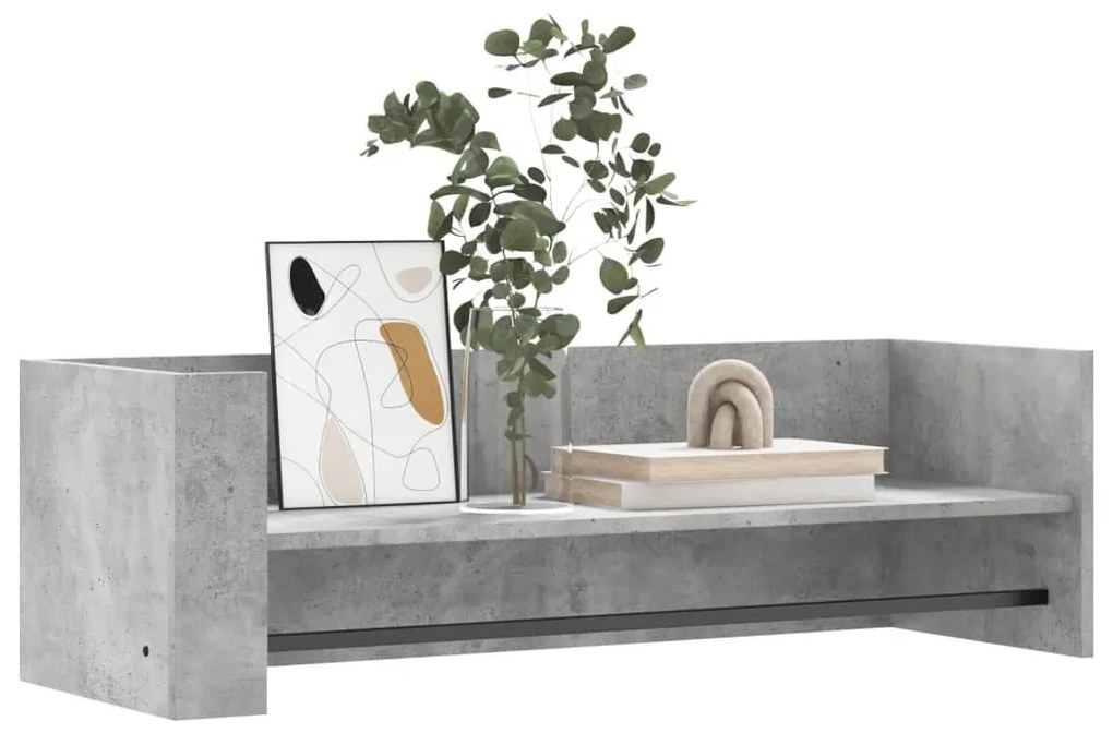 betonszürke szerelt fa fali polc 100 x 35 x 30,5 cm