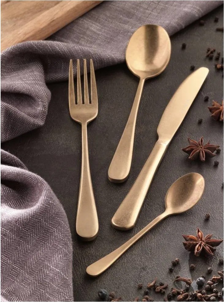 Aranyszínű rozsdamentes evőeszköz készlet 16 db-os Posate Old - Brandani