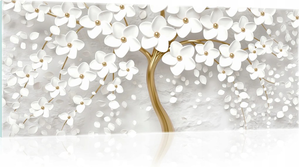 Vászonkép Üveg 3D Absztrakt Virágok 125x50