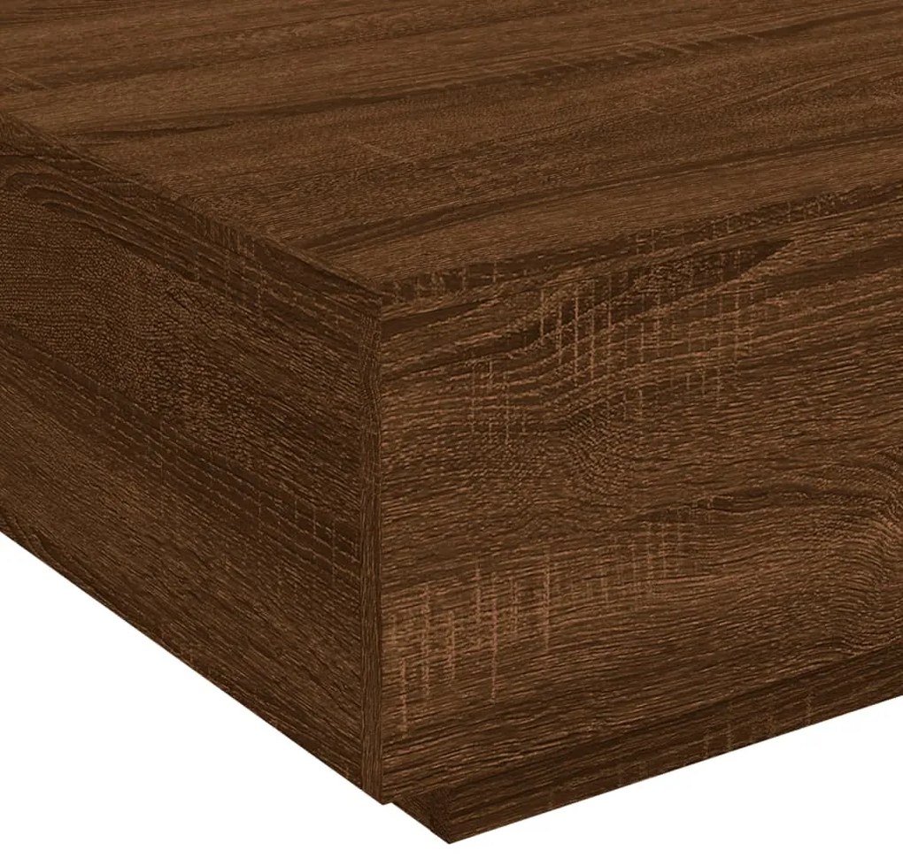barna tölgyszínű dohányzóasztal LED-lámpákkal 80 x 8 0x 31 cm