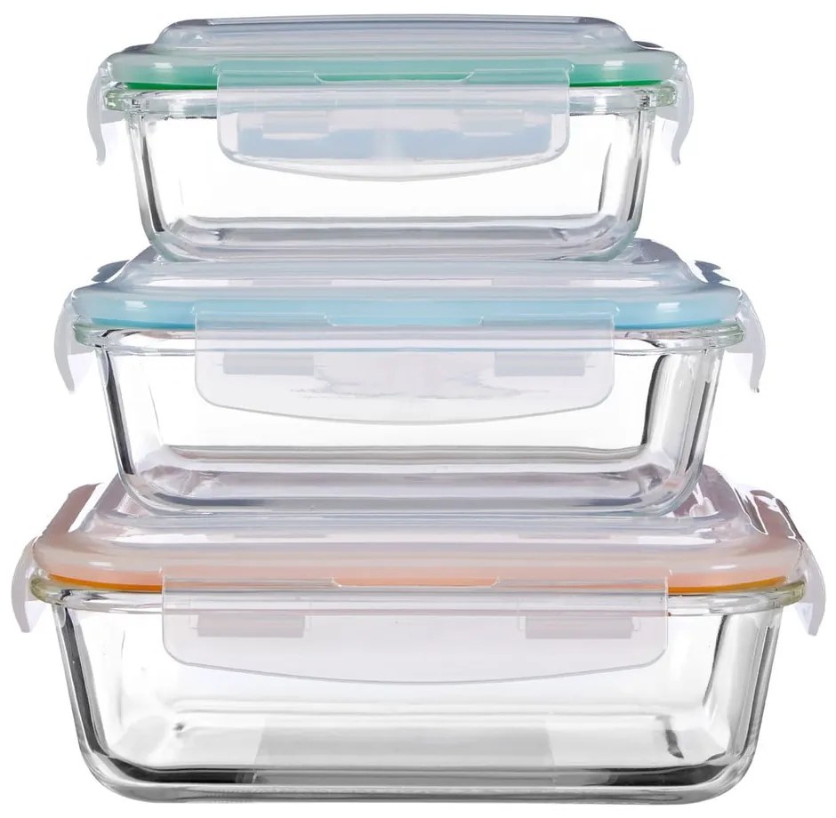 Üveg-szilikon élelmiszertartó doboz szett 3 db-os Freska – Premier Housewares