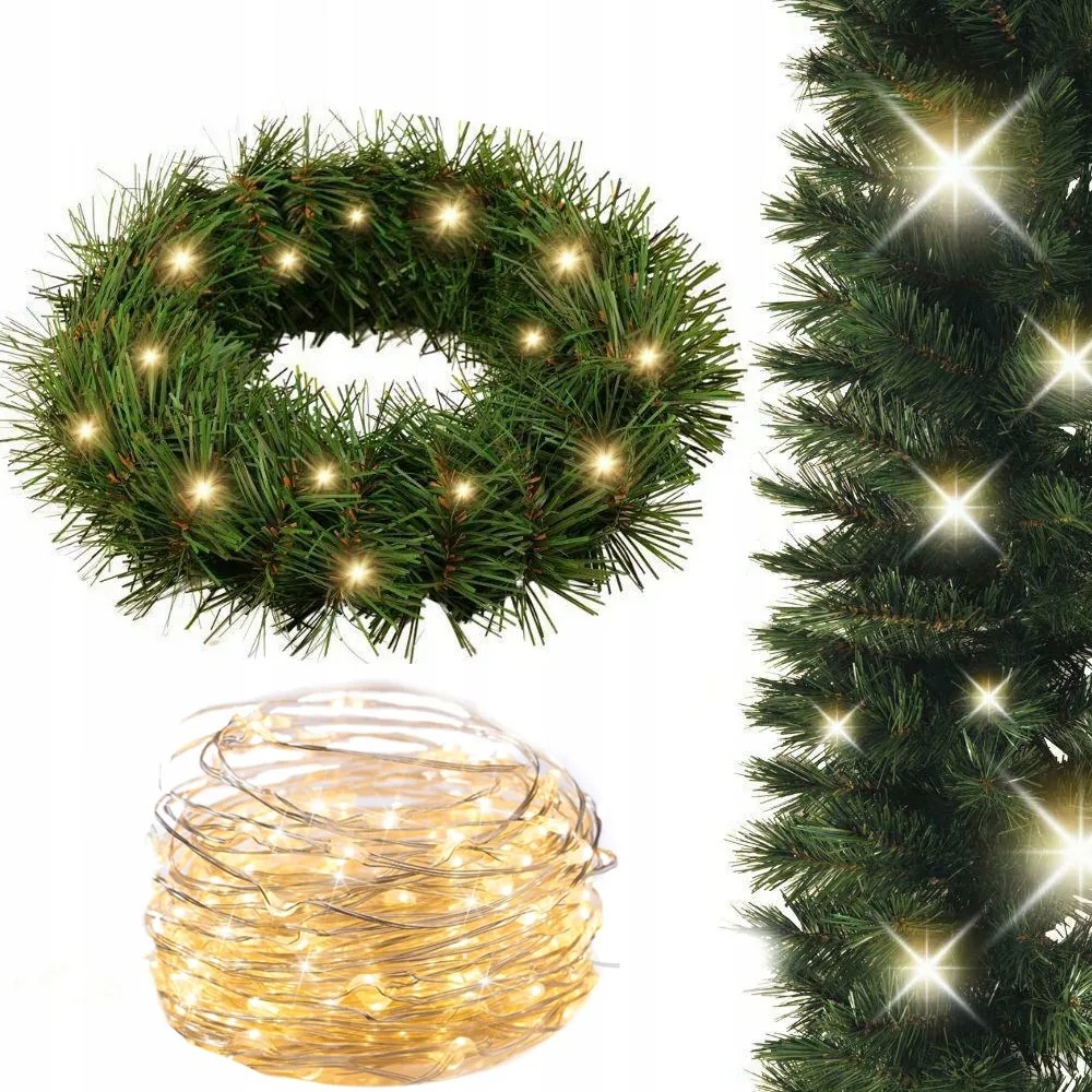 Koszorú Nád Dekoráció Karácsonyi Led Lámpák Nagy Ajtó