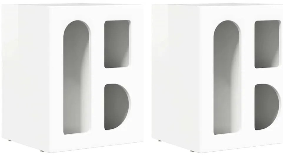 vidaXL Éjjeli asztal 2 pcs Magas Fényű Fehér 40 x 35 x 50 cm Faanyag