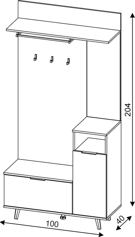 Előszoba bútor szett Evoke tölgy / tablila / grafit színkombinációban – NORDIC C