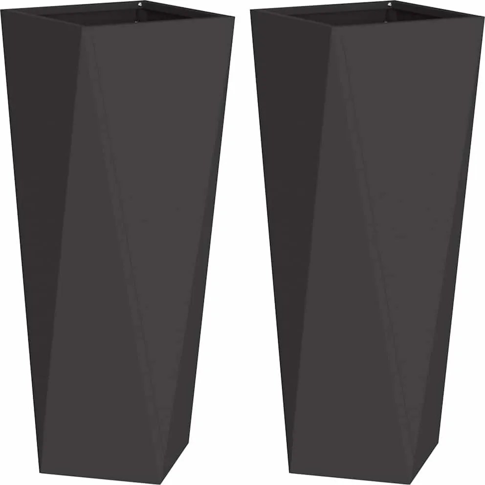 vidaXL Növénytartó 2 pcs Fekete 30 x 30 x 75 cm Acél