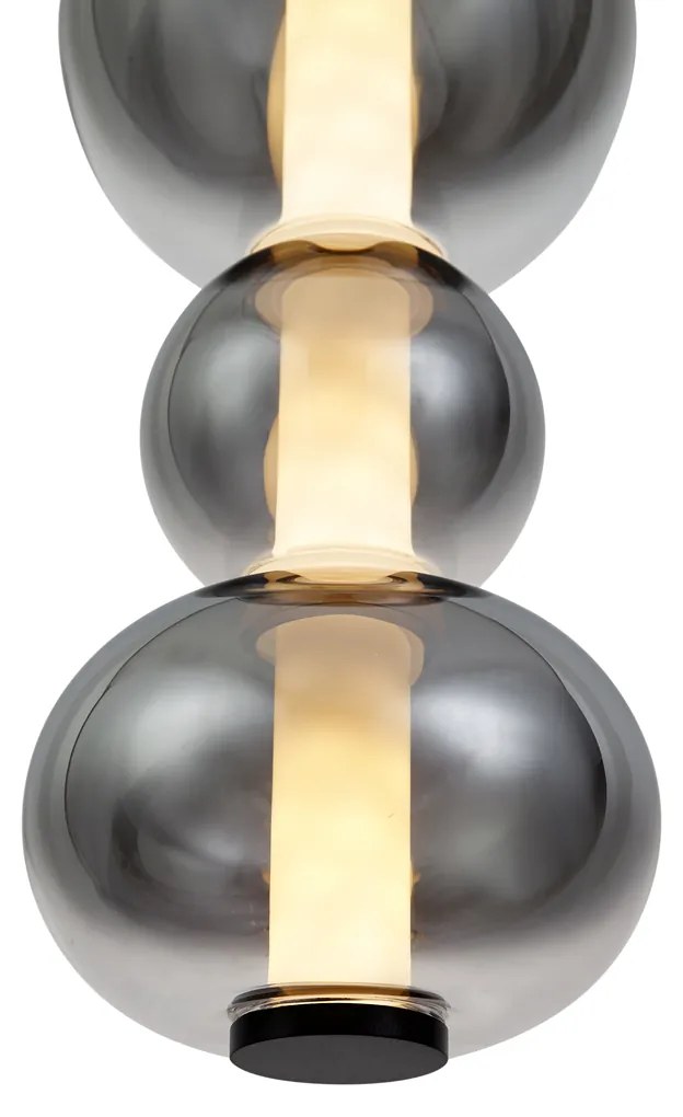Art Deco függőlámpa fekete füstös és átlátszó üveggel, 3 égős, LED-del - Lizzy