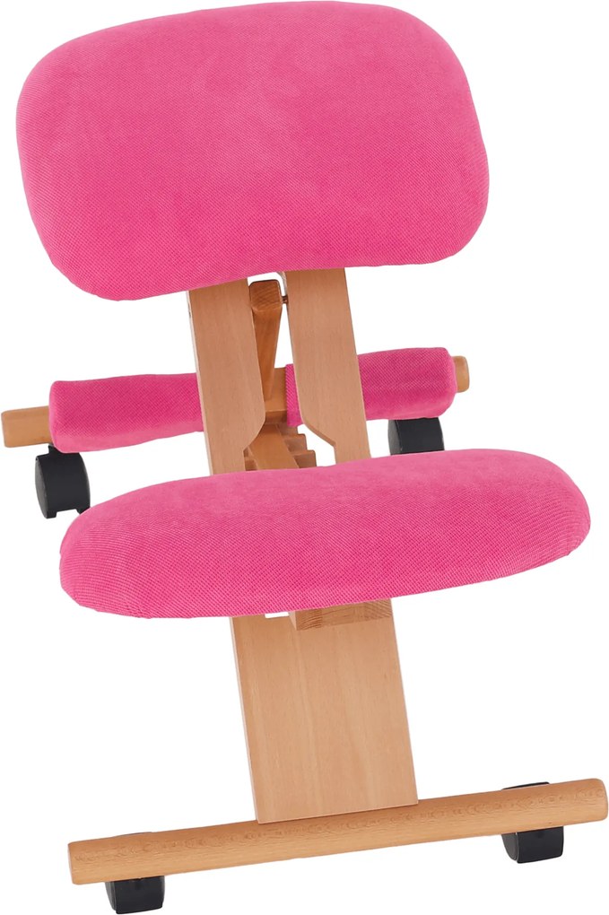 Ergonomikus térdelőszék, rózsaszín/bükkfa, GROCO