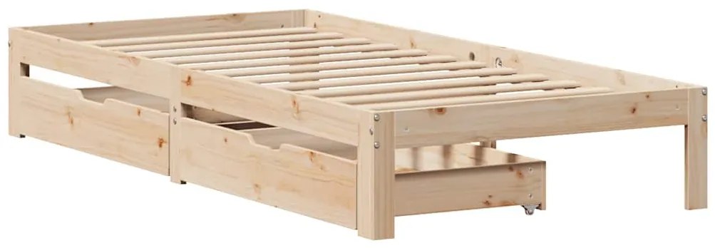vidaXL tömör fenyőfa ágykeret fiókokkal 100 x 200 cm