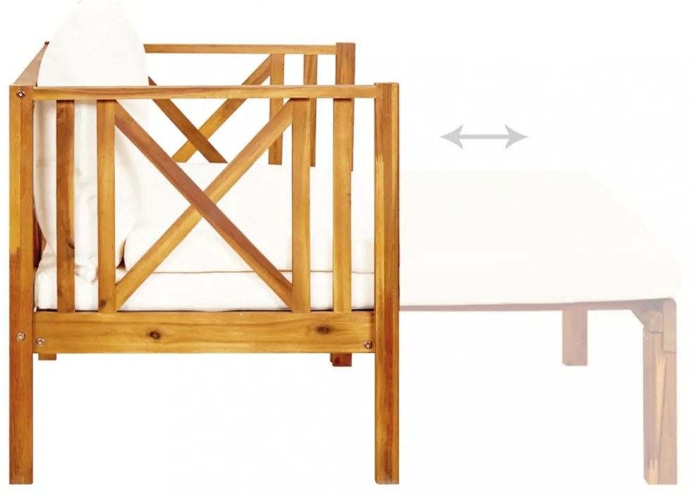 kétszemélyes tömör akácfa kerti pad párnákkal 122 cm