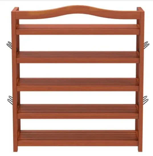 RUSTIC cipőtartó polc, 5 polc, 75x26x82cm, természetes barna Casaria