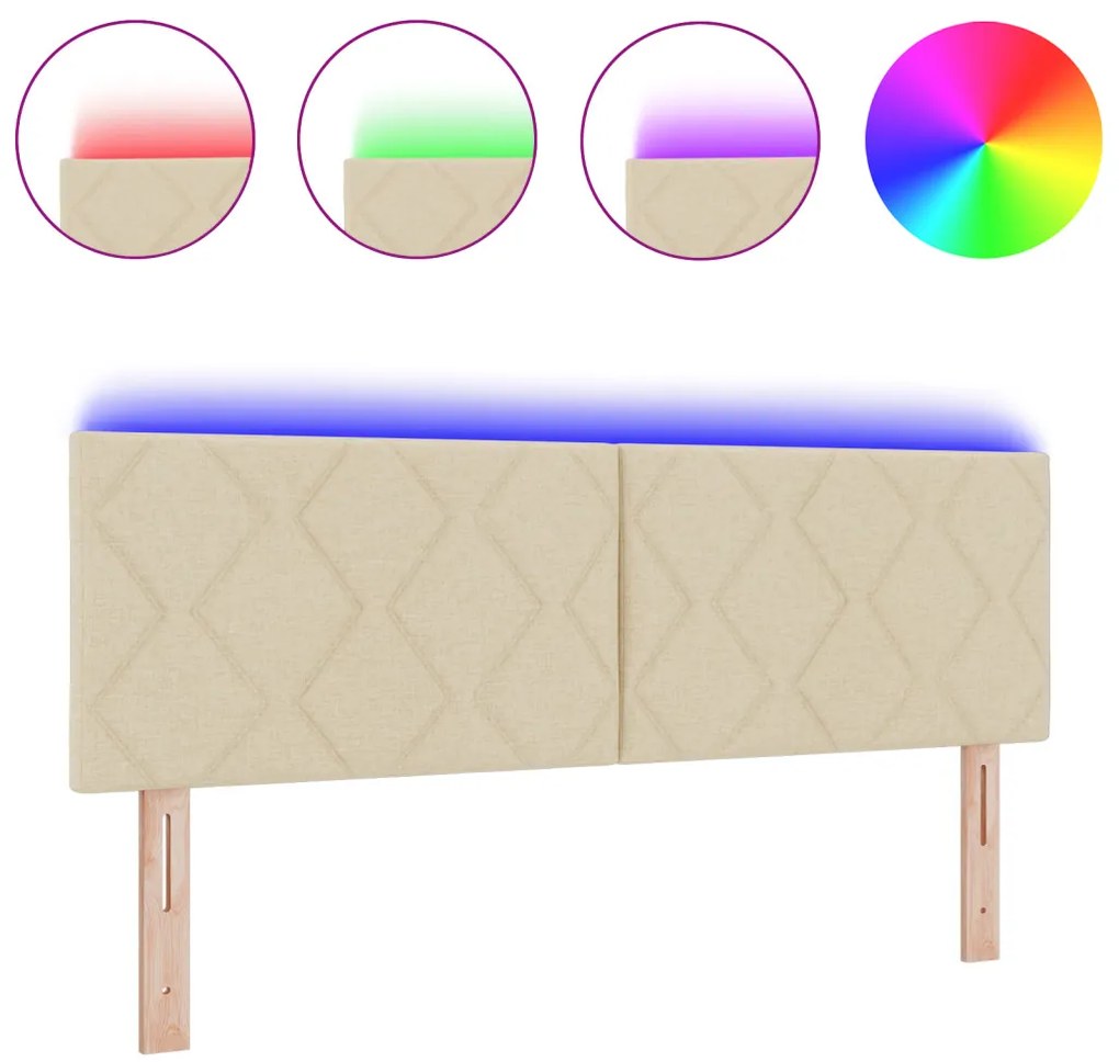 LED Fejtámla Gyémánt Blokk Dizájn Krém 144 cm Szövet