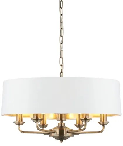 Endon 98933 - Csillár láncon HIGHCLERE 6xE14/40W/230V fehér/réz