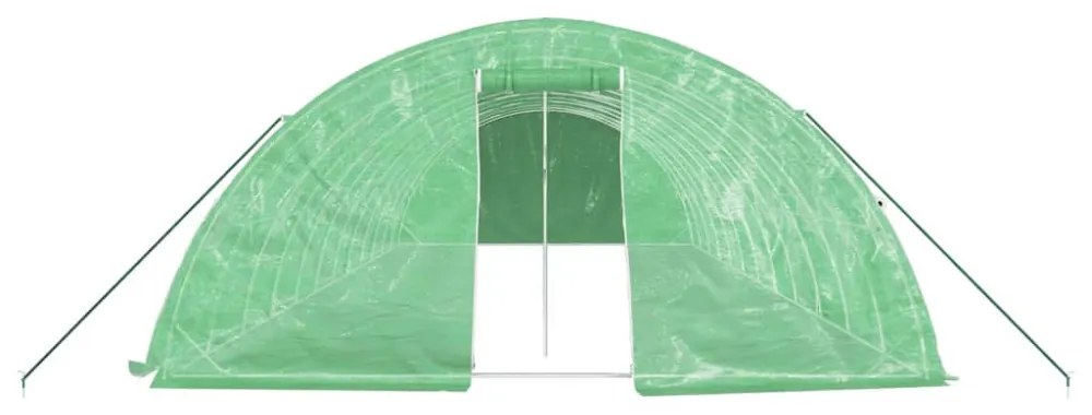 zöld acélvázas melegház 60 m² 12 x 5 x 2,3 m