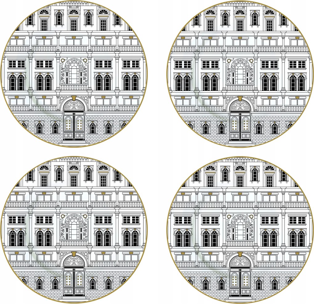 4x Tányér tányér 19 cm desszert motívum Versace olasz fehér szett