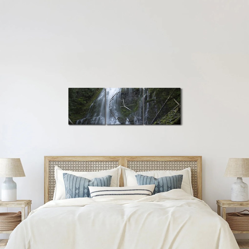 Vízesés képe (órával) (90x30 cm)