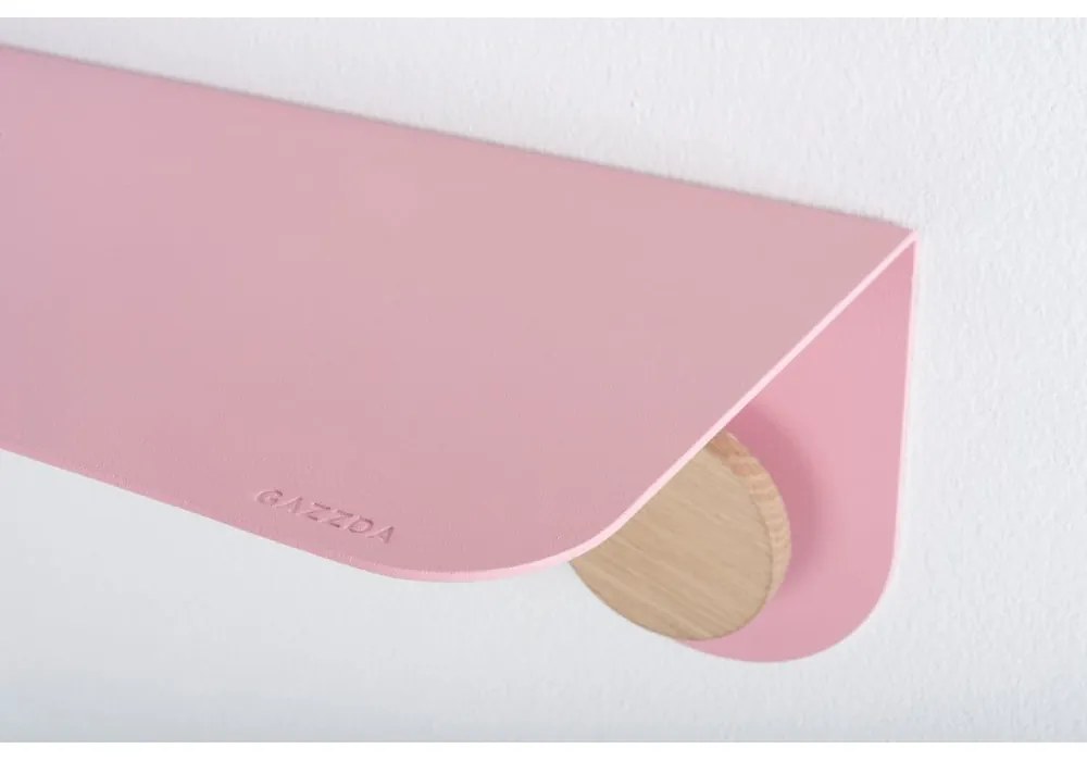 Hook rózsaszín fali polc 2 akasztóval, hosszúság 70 cm - Gazzda