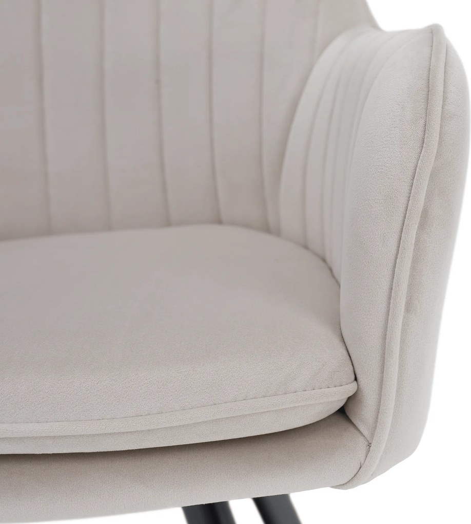 Design fotel, bézses szürke Velvet szövet, AURIL