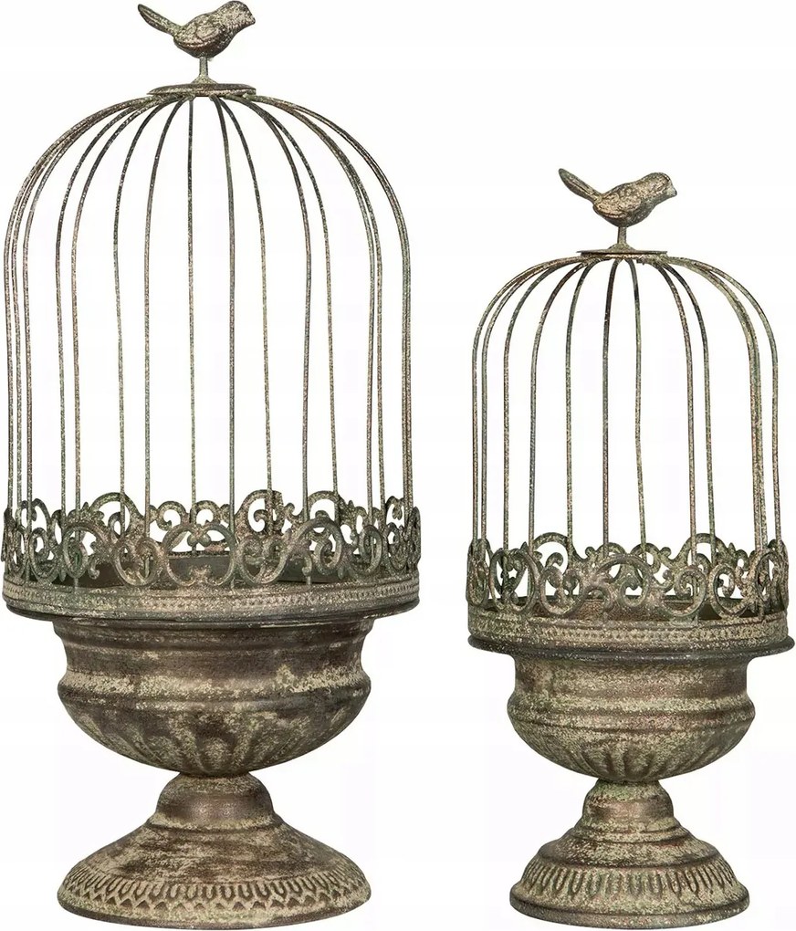 Virágágyás Fém Álló Ketrec Retro Loft 2 db Virágtartó Állvány Virágtartó