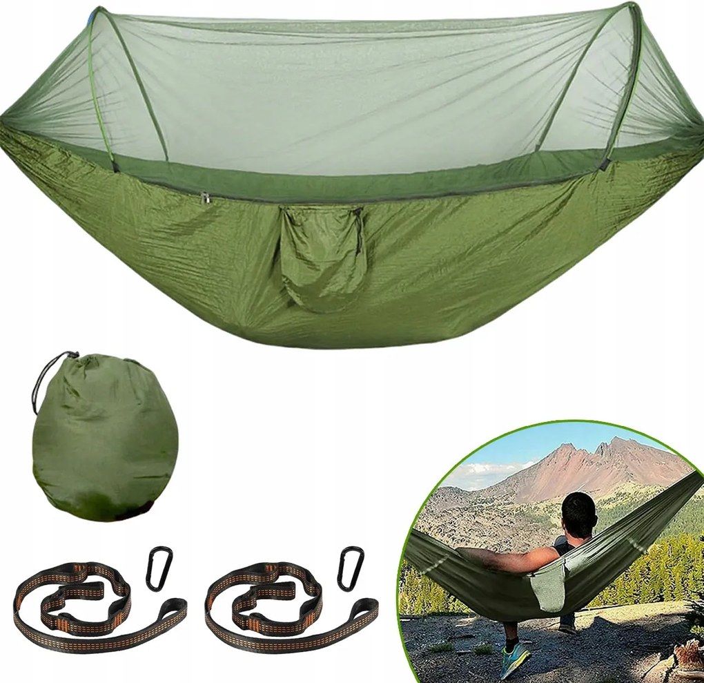 Kétszemélyes Turista Függőágy Szúnyoghálóval Túlélő Utazó Könnyű