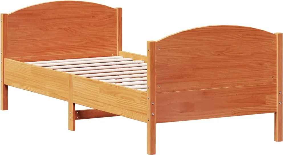 vidaXL viaszbarna tömör fenyőfa ágy matrac nélkül 90 x 190 cm