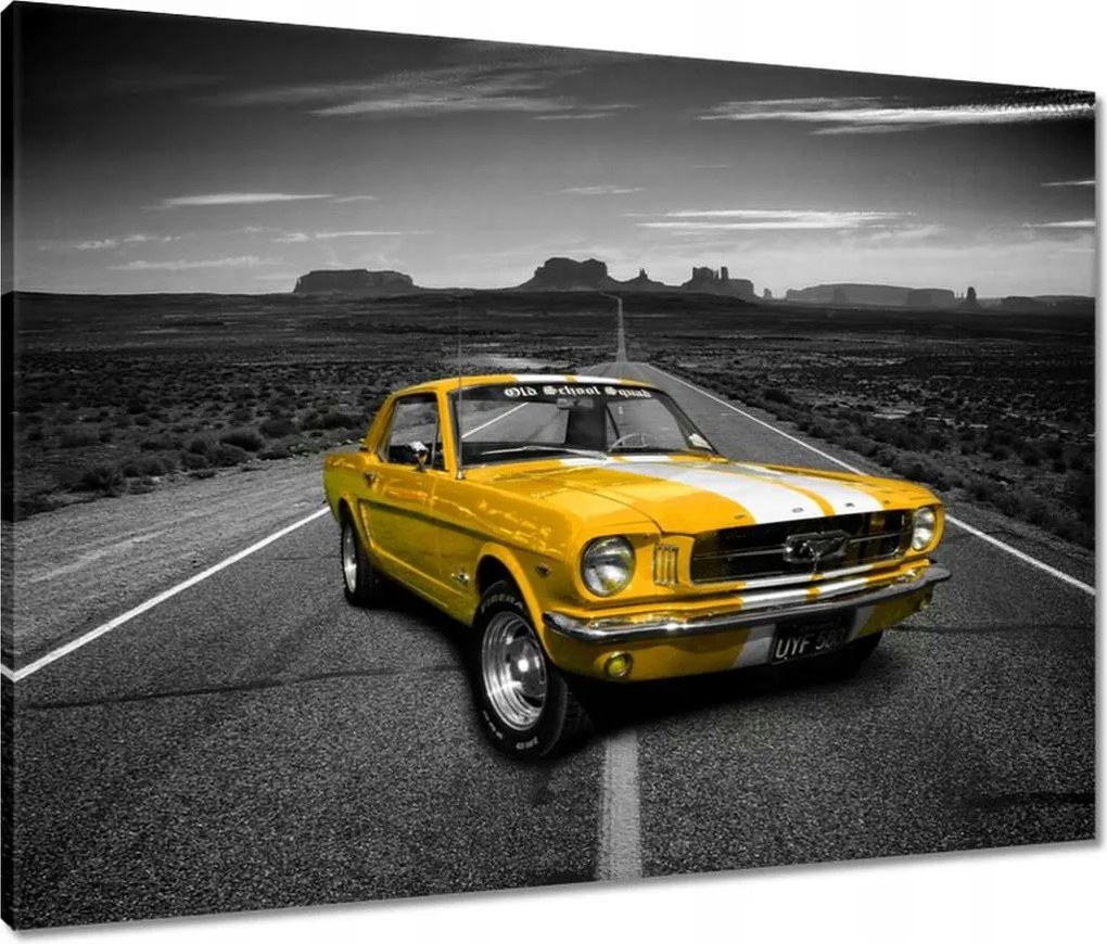 Vászonkép 80x60 Oldtimer sárga Ford Mustang
