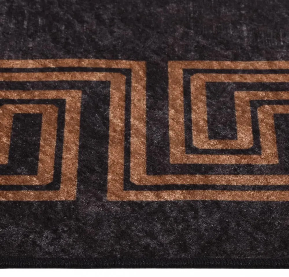 fekete és arany csúszásmentes mosható szőnyeg 80 x 300 cm