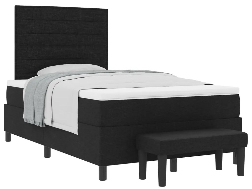 Boxspring Ágy Matraccal és Padlóval Fekete 120x200 cm Szövet