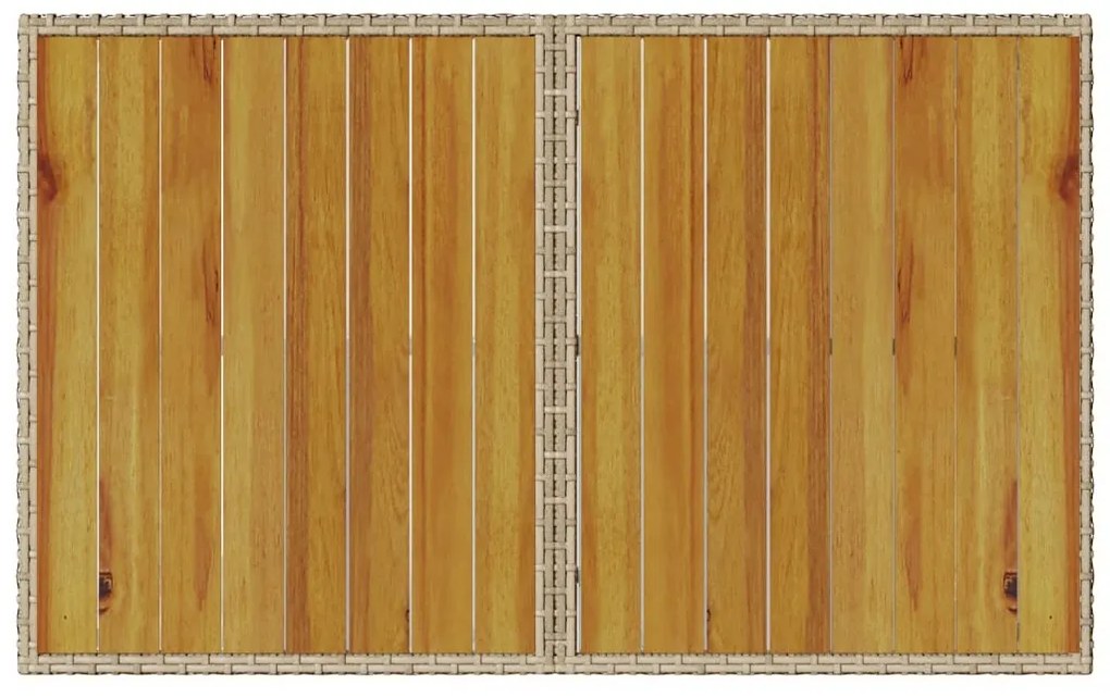 bézs polyrattan falapos kerti asztal 110x68x70 cm