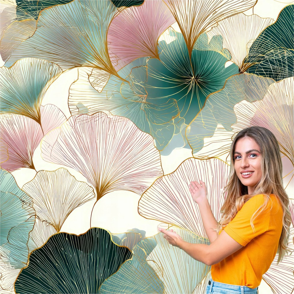 Fotótapéta Nappali Hálószoba Ginkgo biloba levelek Natura Boho 294x260 MLN14F