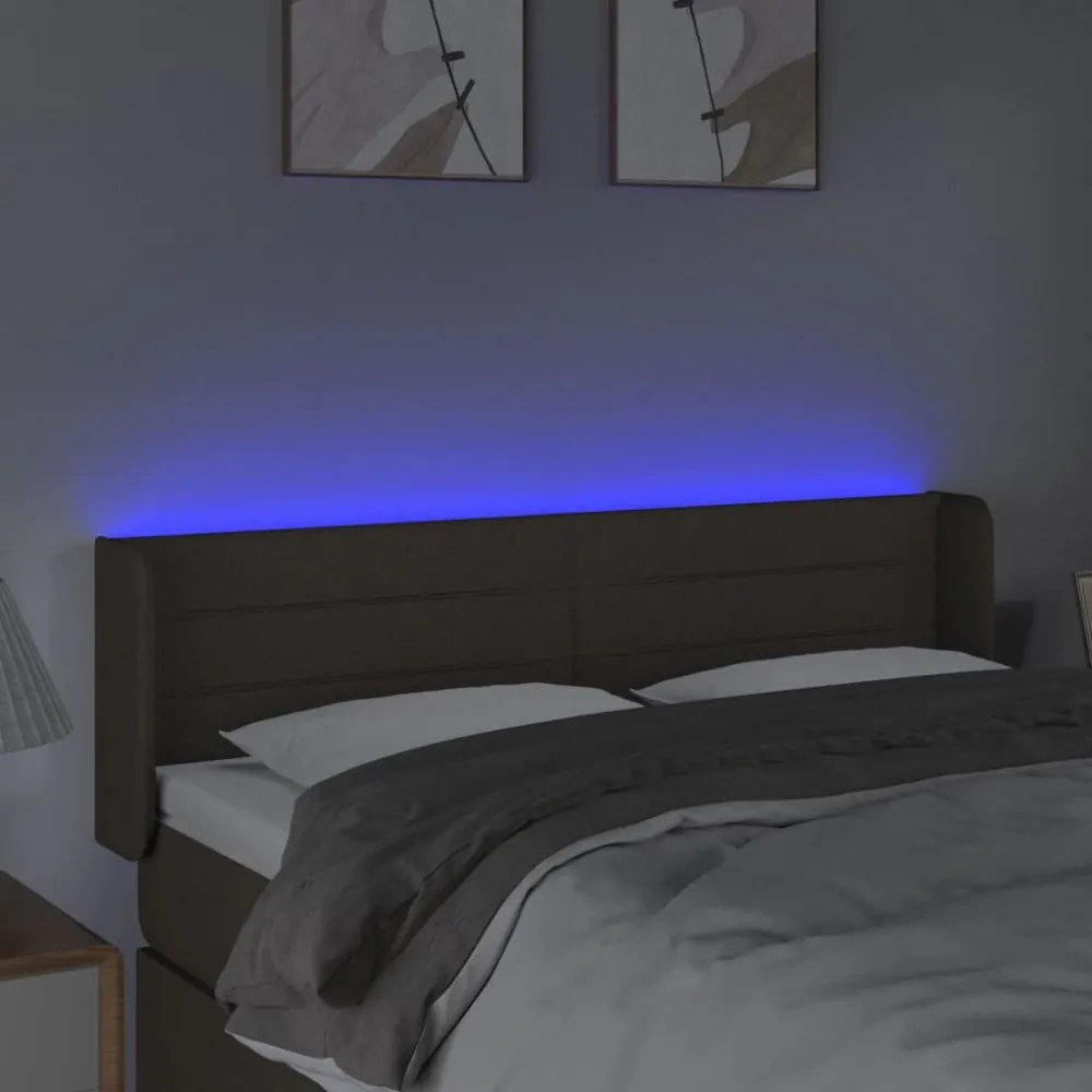 tópszínű szövet LED-es fejtámla 147 x 16 x 78/88 cm