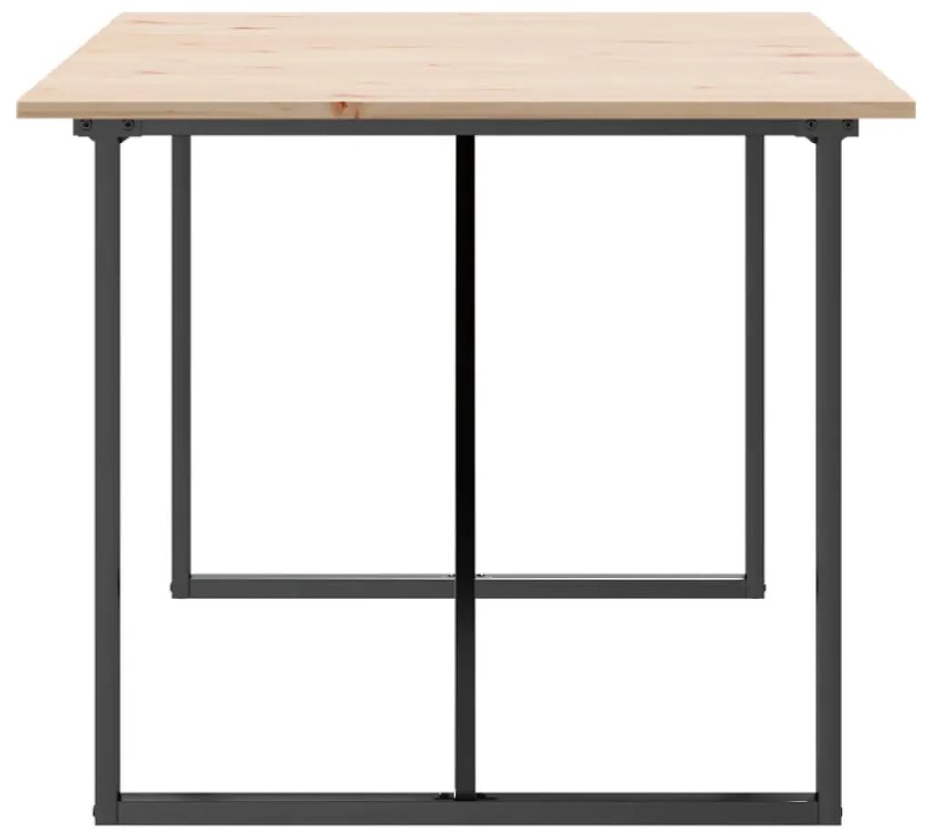 Tömör fenyőfa és acél étkezőasztal O-vázzal 180x90x75 cm