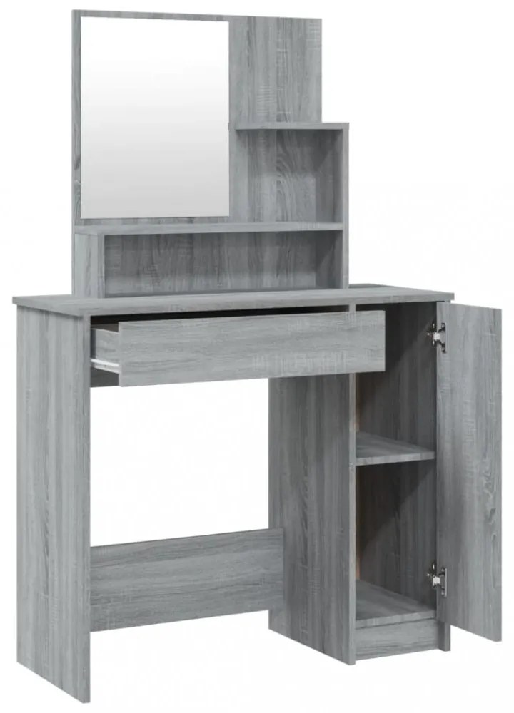 szürke sonoma színű fésülködőasztal-szett 86,5 x 35 x 136 cm