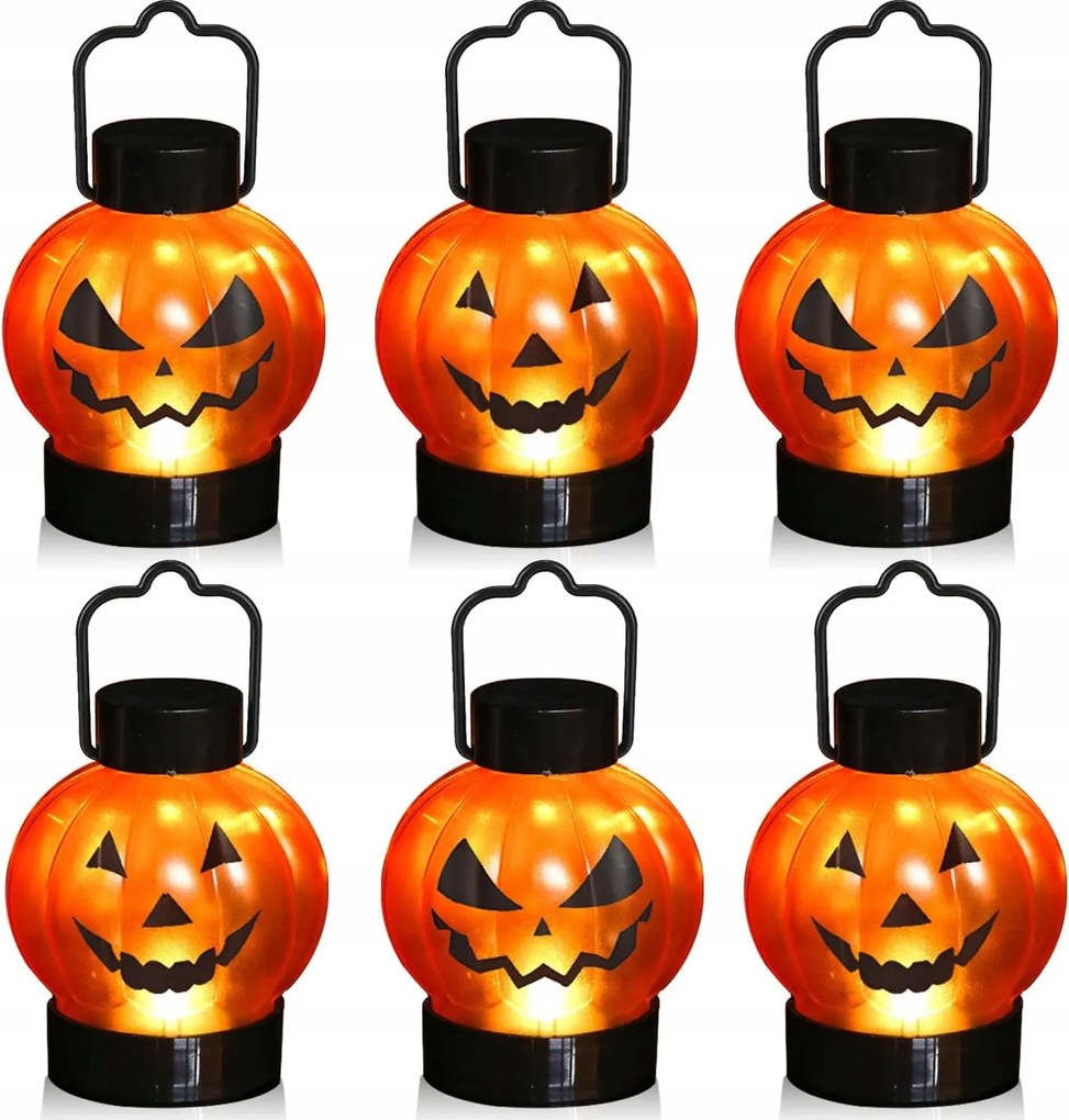 Lampion Led Lámpás Dekoráció Függő Halloween Sütőtök Szett 6 db-os