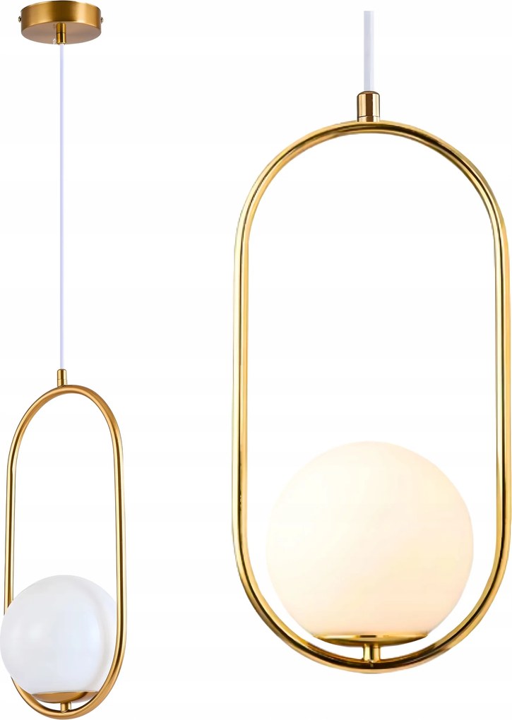 Led mennyezeti függőlámpa Fehér Gömb Arany Keret glamour nappali