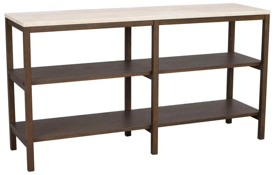 Barna-bézs konzolasztal kő asztallappal 140x40 cm Orwel - Rowico