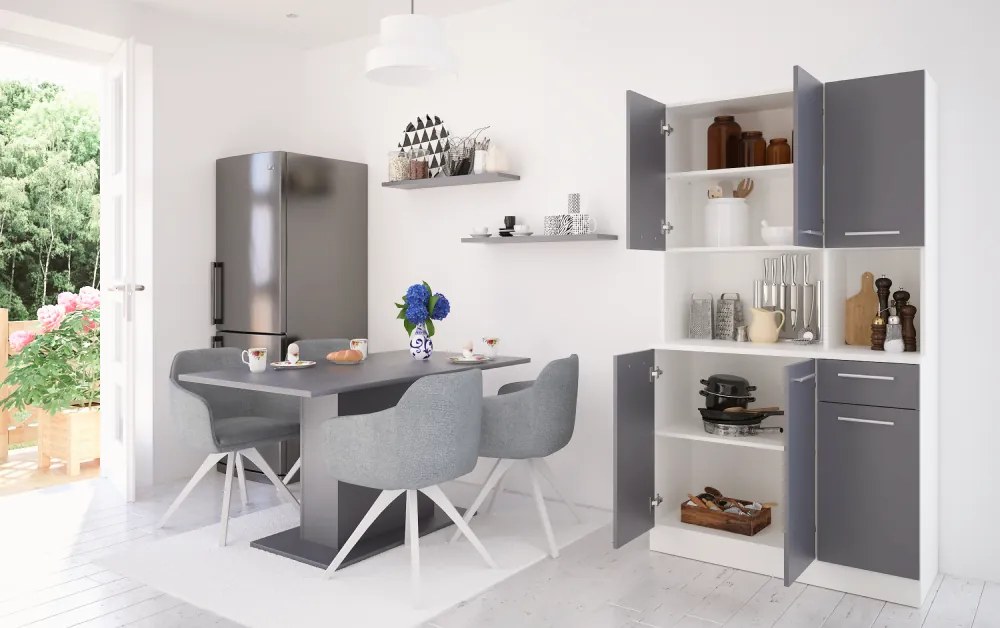 Hatajtós szekrény, fehér/grafit, PELION NEW